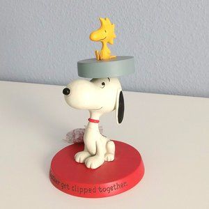 Hallmark Peanuts Snoopy and Woodstock Paperclip holder with paperclips